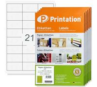 Printation Lot de 10500 etiquettes d'adresse pour enveloppes C6-63,5 x 38,1 mm - Autocollantes blanches imprimables - 63,5x38,1 mm - Étiquettes d'adresse sur 500 feuilles A4 3x7 21 coins arrondis