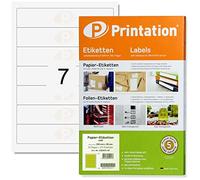 Printation Lot de 175 étiquettes autocollantes pour dos de classeur - 190 x 38 mm - Blanc - Imprimables sur 25 feuilles A4 - 1 x 7 - 7 étiquettes autocollantes imprimables par feuille A4 - 38 x 190 mm