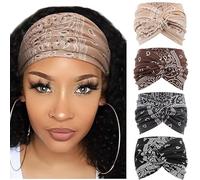 Printed Cross Yoga Headband, 2025 New Boho Headbands for Women Non Slip Wide Headbands for Women,Ultra-Soft, Breathable Fabric - Not Tighten the Scalp (C)