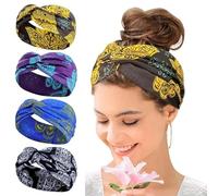 Printed Cross Yoga Headband, 2025 New Boho Headbands for Women Non Slip Wide Headbands for Women,Ultra-Soft, Breathable Fabric - Not Tighten the Scalp (J)