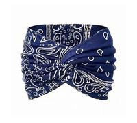 Printed Cross Yoga Headband,Boho Headbands for Women, Paisley Print Hair Band Wide Hair Band, Twist Headbands for Women (1Pcs-E)