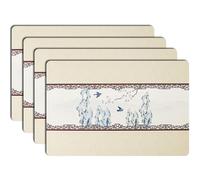 Printed Leather Placemats Set of 4, Dual-Sided Waterproof Non-Slip Table Mats for Kitchen Dining Home Décor(Birds)(Plum Blossoms)