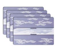Printed Leather Placemats Set of 4, Dual-Sided Waterproof Non-Slip Table Mats for Kitchen Dining Home Décor(Birds)(Lucky Clouds)