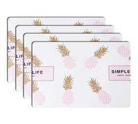 Printed Leather Placemats Set of 4, Dual-Sided Waterproof Non-Slip Table Mats for Kitchen Dining Home Décor(Birds)(Pineapples)