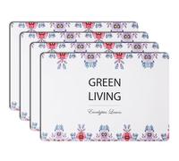 Printed Leather Placemats Set of 4, Dual-Sided Waterproof Non-Slip Table Mats for Kitchen Dining Home Décor(Birds)(Purple Flowers)