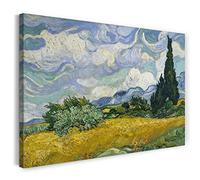 Printed Paintings Impression sur Toile (100x70cm): Vincent Van Gogh - Terrain de blé aux cyprès (
