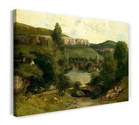 Printed Paintings Impression sur Toile (120x80cm): Gustave Courbet - Vue d'Ornans