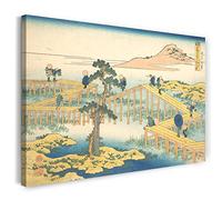 Printed Paintings Impression sur Toile (120x80cm): Katsushika Hokusai - Ancienne Vue de Yatsuhash