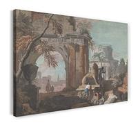 Printed Paintings Impression sur Toile (120x80cm): Marco Ricci - Capriccio avec des ruines Romain