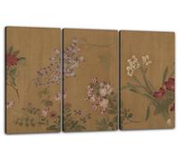 Printed Paintings Impression sur Toile 3 pièces(120x80cm): Attribué à Wang Yuan - Les Cent Fleurs