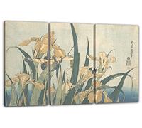 Printed Paintings Impression sur Toile 3 pièces(120x80cm): Katsushika Hokusai - Sauterelle et IRI