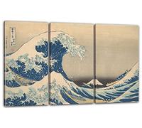 Printed Paintings Impression sur Toile 3 pièces(120x80cm): Katsushika Hokusai - sous la Vague au
