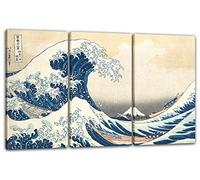 Printed Paintings Impression sur Toile 3 pièces(120x80cm): Katsushika Hokusai - sous la Vague de