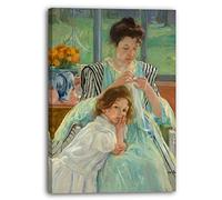 Printed Paintings Impression sur Toile (40x60cm): Mary Cassatt - Jeune mère à Coudre