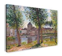 Printed Paintings Impression sur Toile (60x40cm): Alfred Sisley - Les peupliers à Moret-sur-Loing