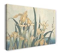Printed Paintings Impression sur Toile (60x40cm): Katsushika Hokusai - Sauterelle et Iris