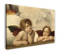 Printed Paintings Impression sur Toile (60x40cm): Raphaël - Sistine Madonna, Deux Anges