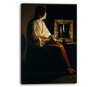 Printed Paintings Impression sur Toile (80x120cm): Georges de La Tour - La Madeleine pénitente