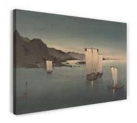 Printed Paintings Impression sur Toile (80x60cm): Kahō - Bateaux de pêche au crépuscule