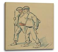 Printed Paintings Impression sur Toile Jacques Ochs - Deux Vieux Hommes vêtus de Costumes Basques