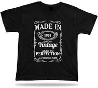Printed T Shirt Tee Made in 1951 Happy Birthday Present Gift Idea Manches Courtes(Large)