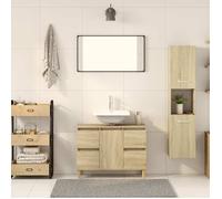 ""Printemps 2026 Soldes""Armoire de salle de bain - desgin classique - Meuble de rangement - Chêne sonoma 30x30x130 cm Aggloméré 2_179