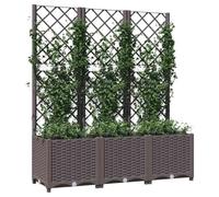 ""Printemps 2026 Soldes""Jardinière Surélevée avec Bac à Planter et Treillis - Marron 120 x 40 x 136cm PP 2779486