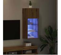 ""Printemps 2026 Soldes""Meuble TV Suspendu - Armoire multimédia/Cabinet HIFI Mural - Montage mural Chêne artisanal 40,5 x 30 x 90 cm
