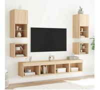 ""Printemps 2026 Soldes""Meubles TV muraux lumières LED - Armoire multimédia avec éclairage LED/Cabinet HIFI - 2pcs chêne sonoma 30 x