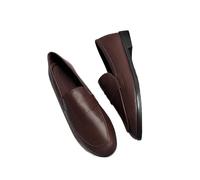 Printemps Automne Dames Petites Chaussures en Cuir Vintage Polyvalent Mocassins Anti-dérapant décontracté Femmes Plat(Coffee,40)