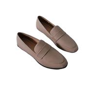 Printemps Automne Dames Petites Chaussures en Cuir Vintage Polyvalent Mocassins Anti-dérapant décontracté Femmes Plat(Khaki,36)