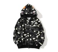 Printemps Automne Épaissi Camouflage Garde - Robe Pour Les Hommes Et Les Femmes Teen Cardigan Fermeture À Glissière À Capuche Hiver En Duvet Shark Pattern Imprimer Veste Manteau-COLOR-2||x_l