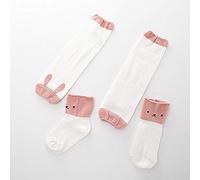 Printemps Bébé Chaussettes De Genou Mis Bande Dessinée Mignonne Infantile Tube De Bambin Chaussettes Lâches (poudre blanche,M)