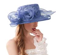 Printemps Entrelacé Chapeau de Protection Solaire Fleur Tempérament Robe de Mariée Chapeau de Soleil Dôme Grand Bord Chapeau pour Chapeau de Soleil avec Ventilation, Marine, taille unique