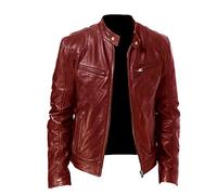 Printemps Et Automne Hommes Col Montant Veste en Cuir Mince Poche DéCoration Moto Costume Veste en Cuir PU