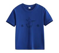 Printemps et automne Nouveau imprimé mignon à la mode Version confortable des filles T-shirt imprimé bébé 1 an, bleu foncé, 3-4 ans