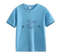 Printemps et automne Nouveau imprimé mignon à la mode Version confortable des filles T-shirt imprimé bébé 1 an, bleu ciel, 3-4 ans