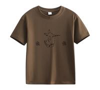 Printemps et automne Nouveau imprimé mignon à la mode Version confortable des filles T-shirt imprimé bébé 1 an, café, 3-4 ans