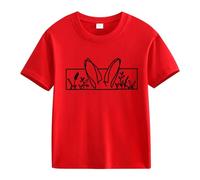 Printemps et automne, nouvelle version confortable à la mode imprimé mignon du t-shirt imprimé pour filles vêtements d'hiver pour enfants, Rouge, 12-13 ans
