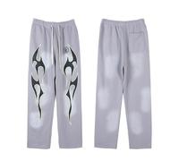 Printemps Et Automne Unisex Imprimé Coton Lâche - Ajustement Droit - Jambe Hip - Hop Pantalon De Sport - Polyvalent Casual Pantalon Long-Color-1||l
