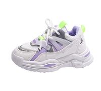 Printemps et Chaussures de sport et filles Bout rond Semelles épaisses Maille légère Respirant Lacets confortables Style décontracté Chaussures de santé Femmes, lilas, 27.5 EU