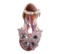 Printemps et édition coréenne, princesse fille moyenne et grande, chaussure unique décontractée, chaussures de performance, chaussures en cuir pour filles, sandales de danse pour enfants 24, Rose, 31