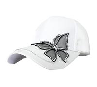 Printemps et été Nouvelle casquette de baseball femme coton mercerisé papillon pare-soleil chapeau extérieur décontracté chapeau douzaine de casquettes, blanc, Taille unique