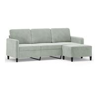 ""Printemps/été 2025"" Canapé 3 places - JM - Sofa Moderne - avec repose-pieds - Gris clair 180 cm Velours EU2976