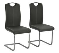 ""Printemps/été 2025"" Chaises à manger cantilever lot de 2 - SOLOMON - gris similicuir - 43x55x100 cm LV906