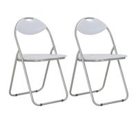 ""Printemps/été 2025"" Chaises pliantes à manger lot de 2 - SOLOMON - blanc similicuir - 44x43x80.5 cm LV709