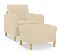 ""Printemps/été 2025"" Fauteuil/Canapé Simple - JILIMAISON - avec repose-pied - Crème 60 cm - Tissu EU2800