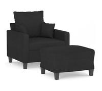 ""Printemps/été 2025"" Fauteuil/Canapé Simple - JILIMAISON - avec repose-pied - Noir 60 cm - Tissu EU2529