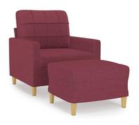 ""Printemps/été 2025"" Fauteuil/Canapé Simple - JILIMAISON - avec repose-pied - Rouge bordeaux 60 cm - Tissu EU2516