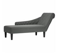 ""Printemps/été 2025"" Fauteuil long, SOLOMON, avec coussin et accoudoir droit gris foncé tissu - 145x56x70 cm LV148